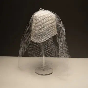 Stone Cover 8 Inch Cloche with 24 Inch Veil Attached |