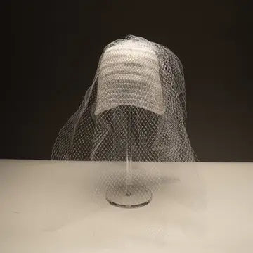 Stone Cover 8 Inch Cloche with 24 Inch Veil Attached |