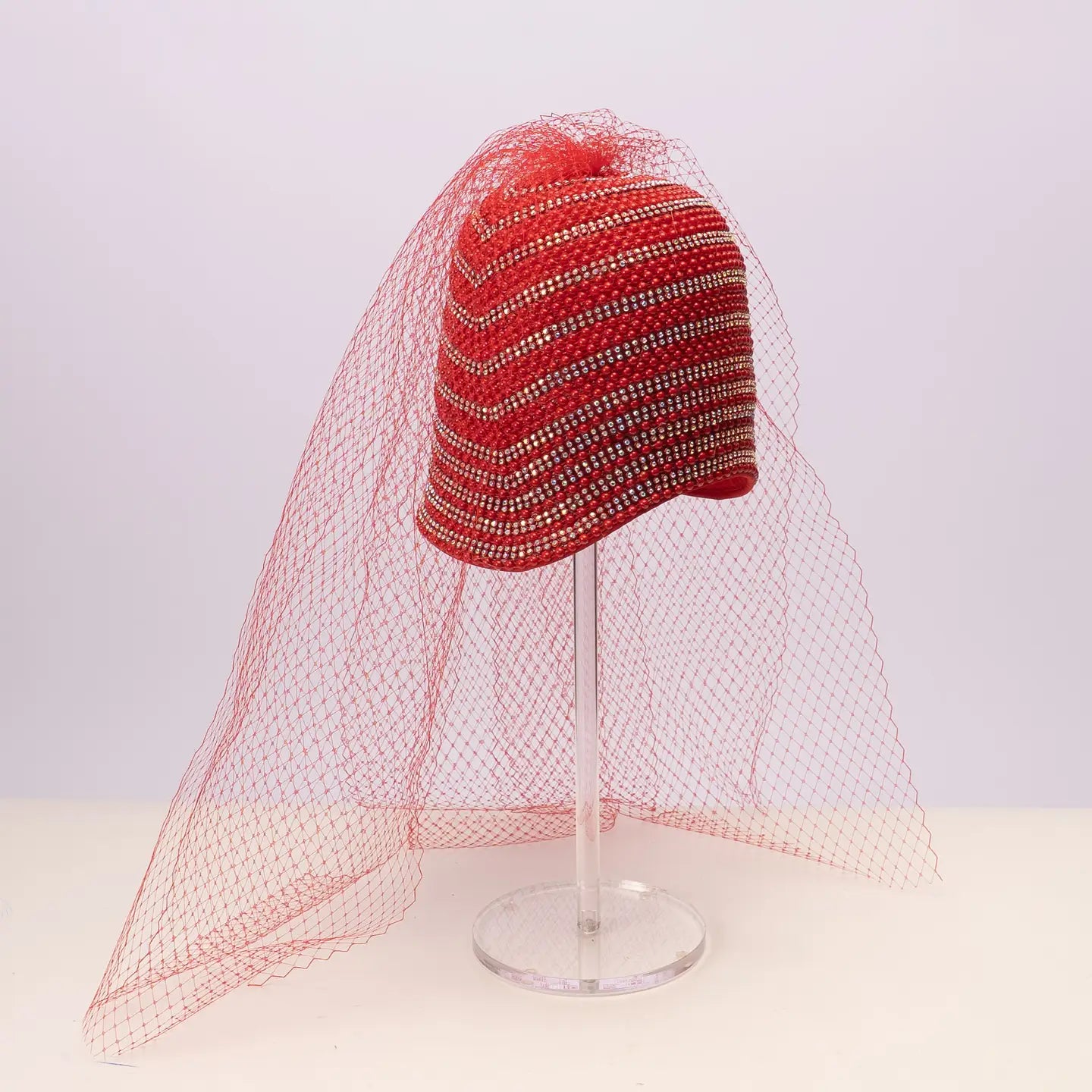 Stone Cover 8 Inch Cloche with 24 Inch Veil Attached |