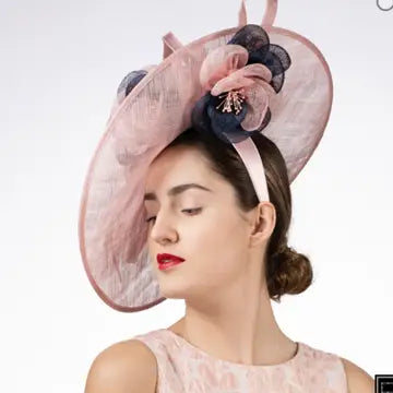Large Sinamay Saucer w/2 Tone Flower Fascinator