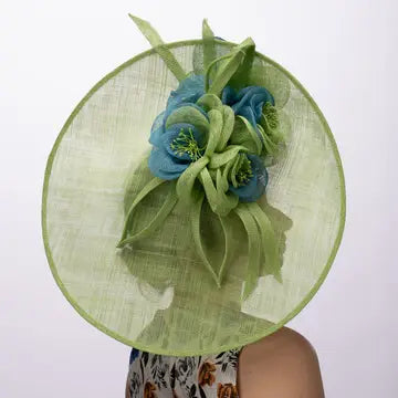 Large Sinamay Saucer w/2 Tone Flower Fascinator