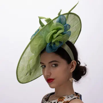 Large Sinamay Saucer w/2 Tone Flower Fascinator