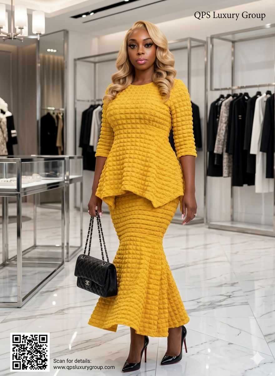 The Popcorn Peplum & Fluted skirt set
