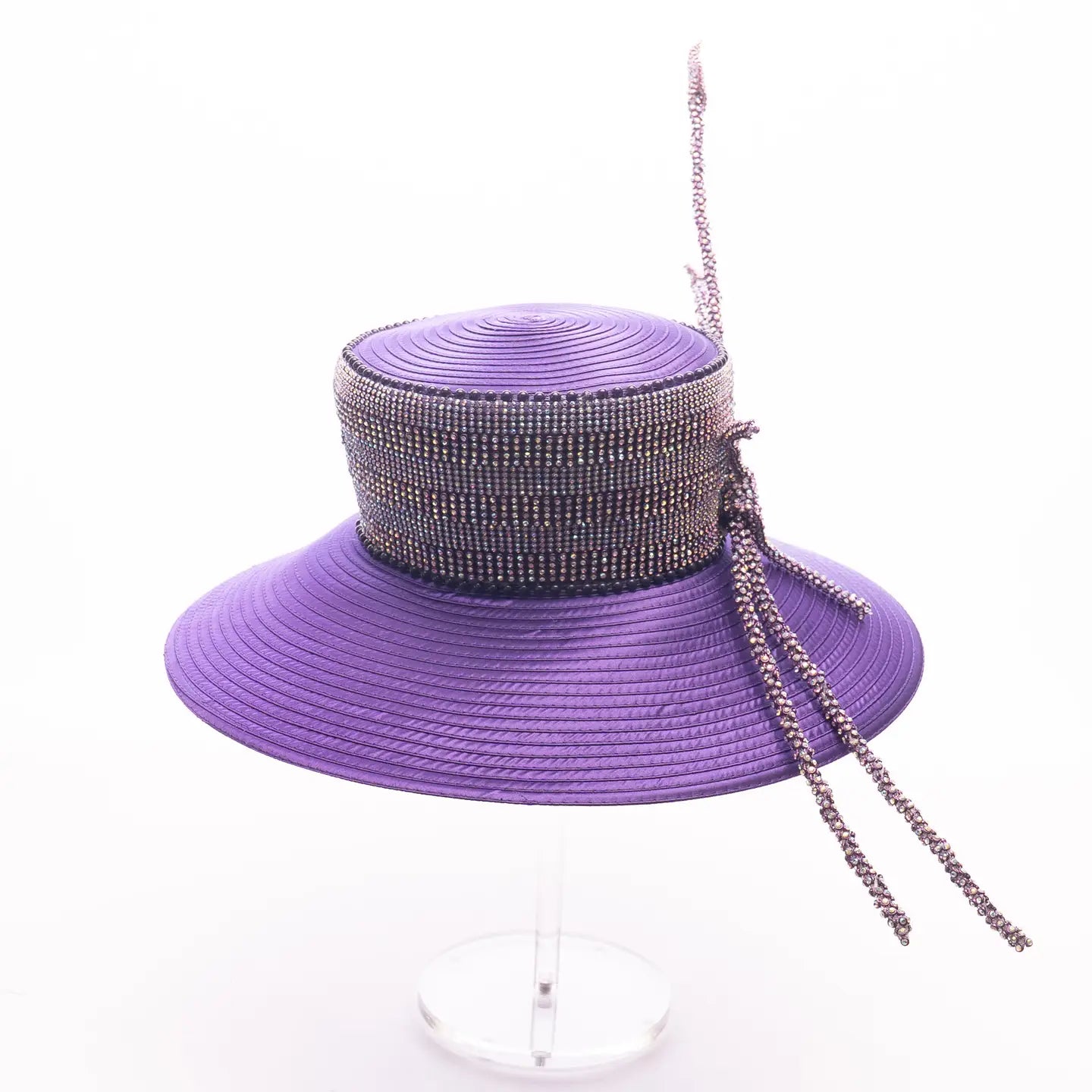 Structured Wide-Brim Hat with Beaded Wrap and Arrow