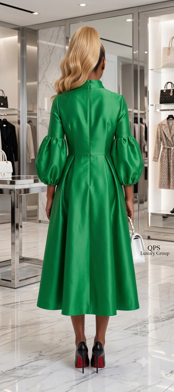 Regal Puff Sleeve Midi dress