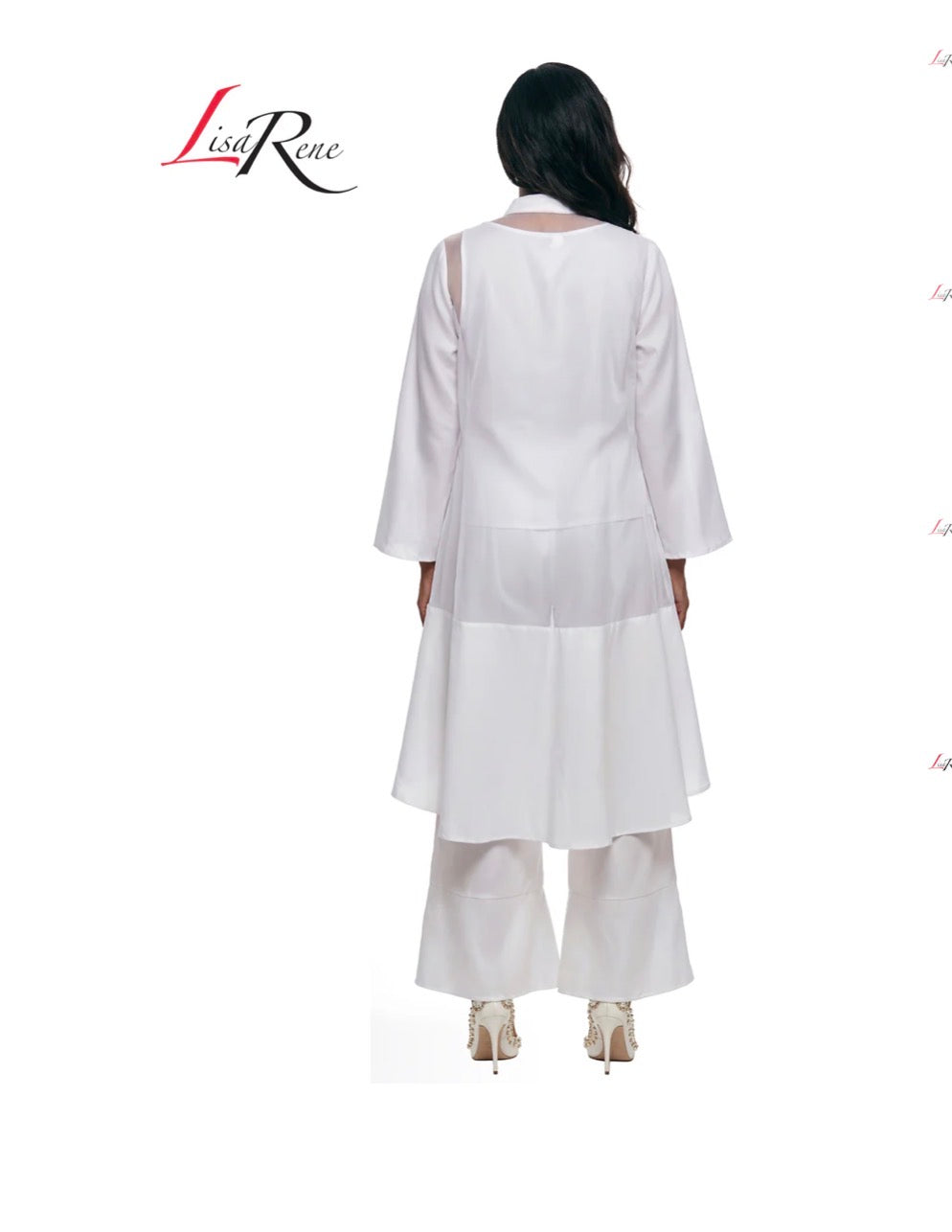 3pc Linen/Viscose & Organza Pant set
