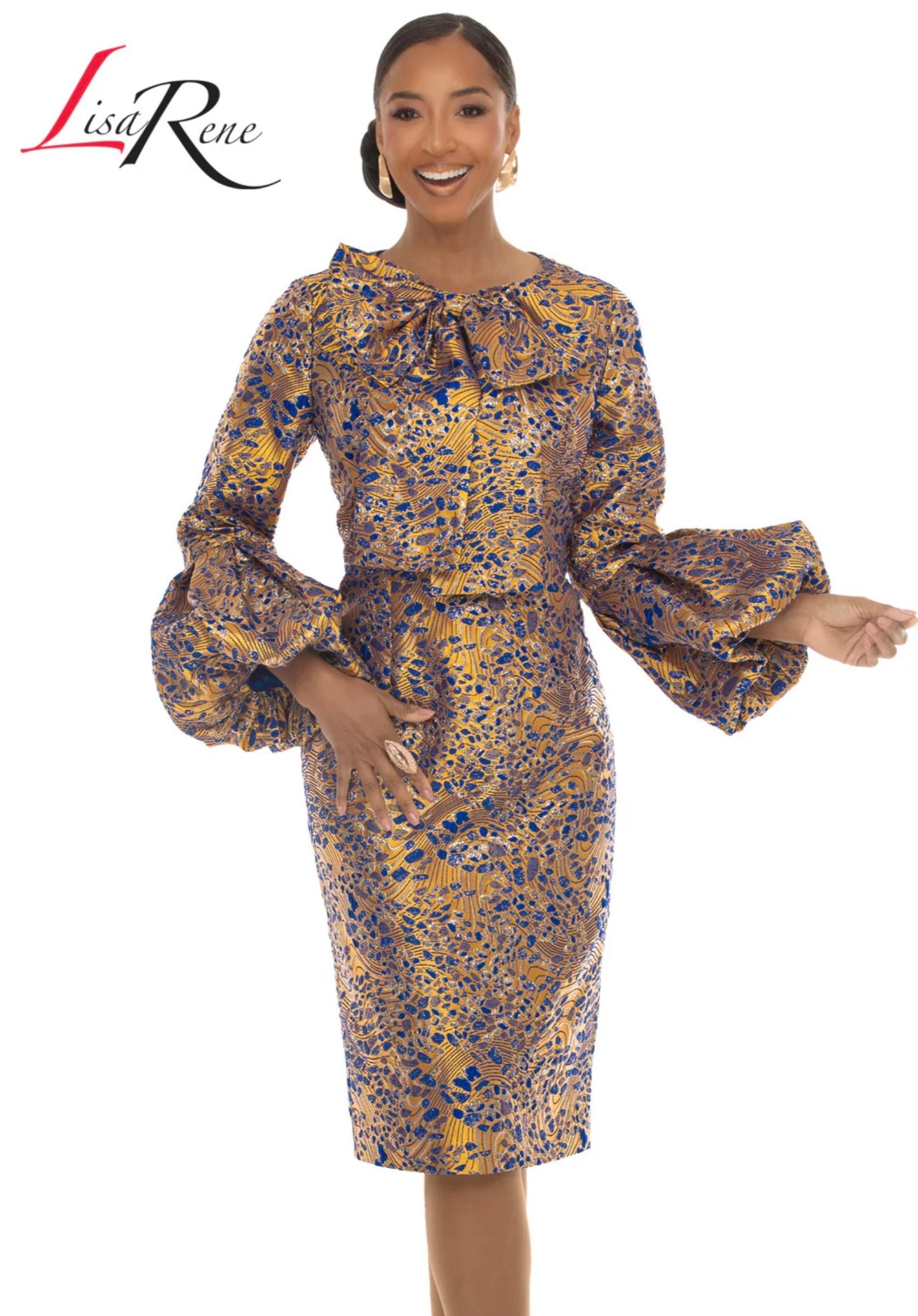 Lisa Rene 3399 | Novelty Brocade Dress