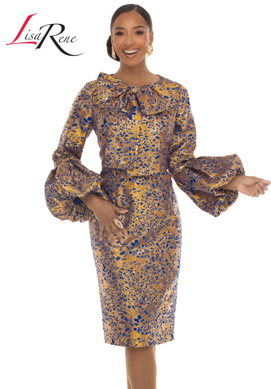 Lisa Rene 3399 | Novelty Brocade Dress