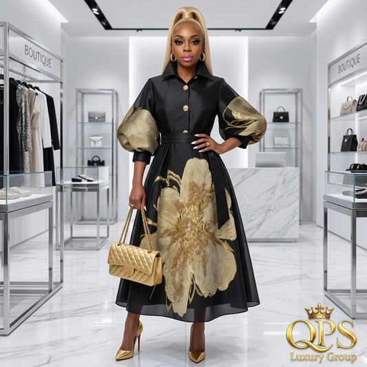 Dorinda Clark Cole Style 310321 – Black & Gold Statement Dress