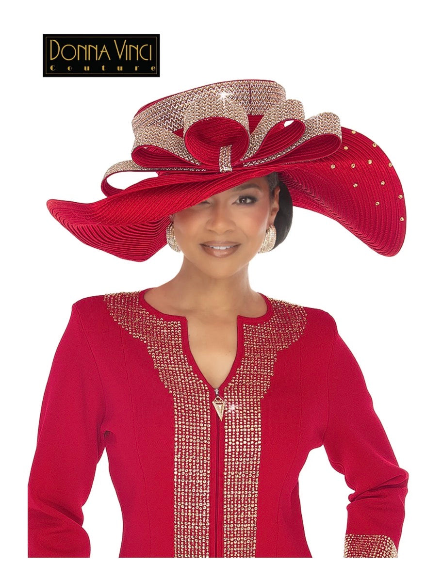 DonnaVinci 13476: 2-Piece Rhinestone Knit Jacket & Skirt Suit