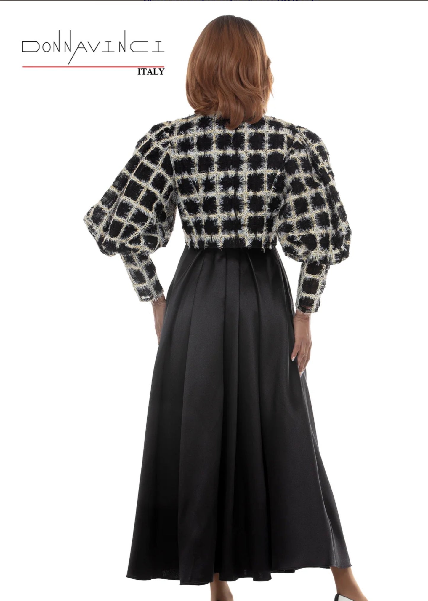 DonnaVinci 12281 – Exclusive Novelty Jacket & Mat Satin Dress Set