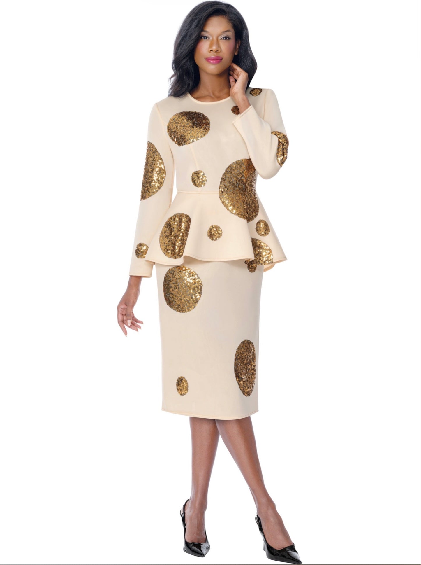 Stellar Looks Champagne & Gold Statement Suit