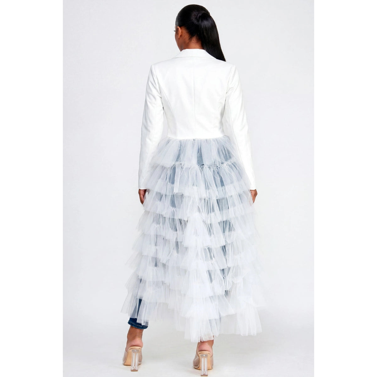 Ruffled Tiered tulle blazer