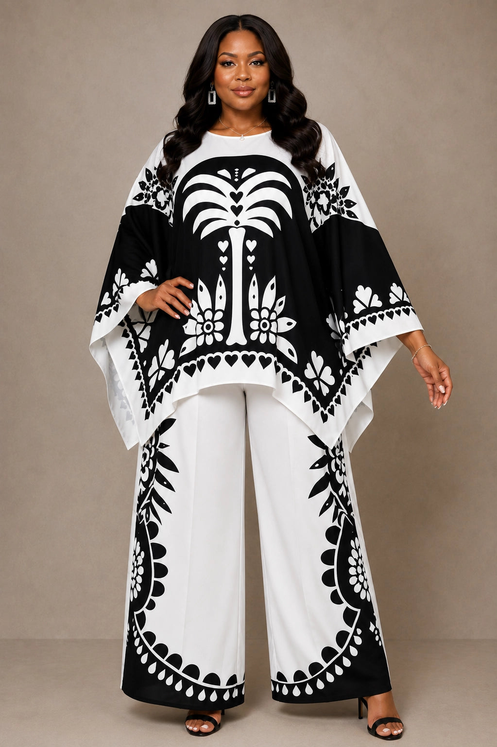 The Black & White Maxi Tunic Pant Set