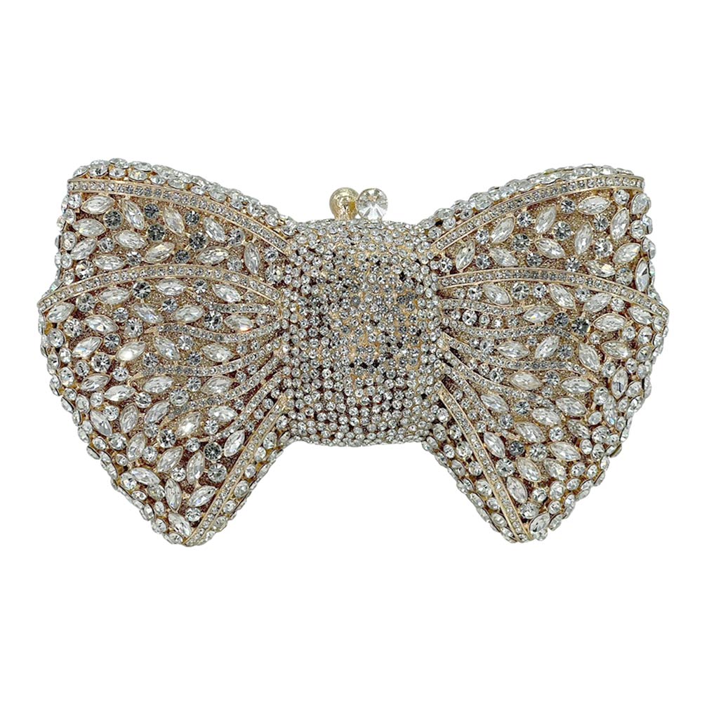 Crystal Rhinestone Embellished Bow Evening Clutch