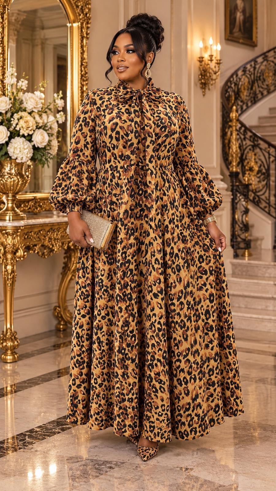 The Safari Goddess Bow-Tie Maxi Dress