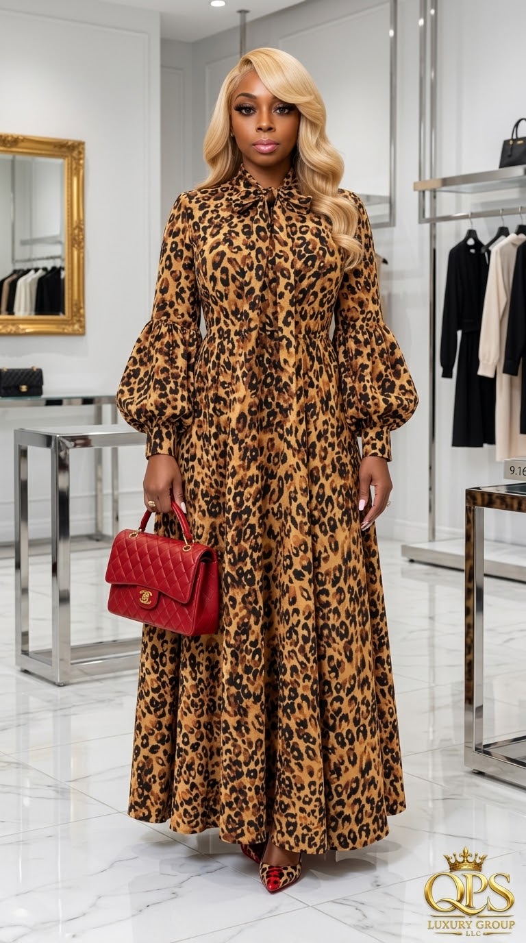 The Safari Goddess Bow-Tie Maxi Dress