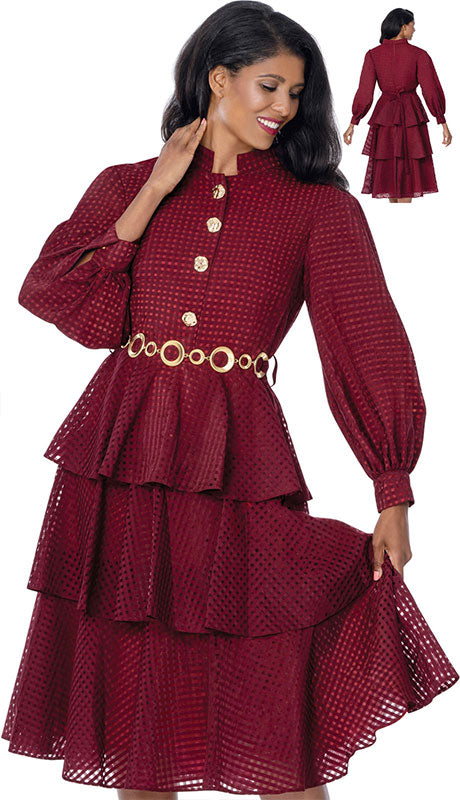 Nubiano 101231 - The Majestic Burgundy Tiered Dress