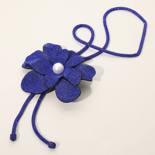 The Luminous Pearl & Rhinestone Floral Statement Bolo Tie