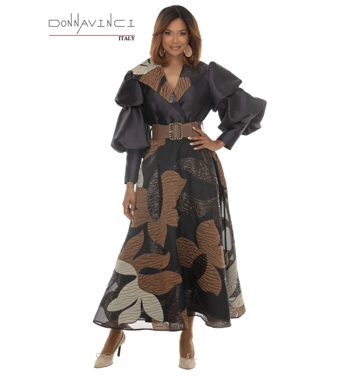 DonnaVinci 12279 — Virtual Silk & Novelty Fabric Statement Dress