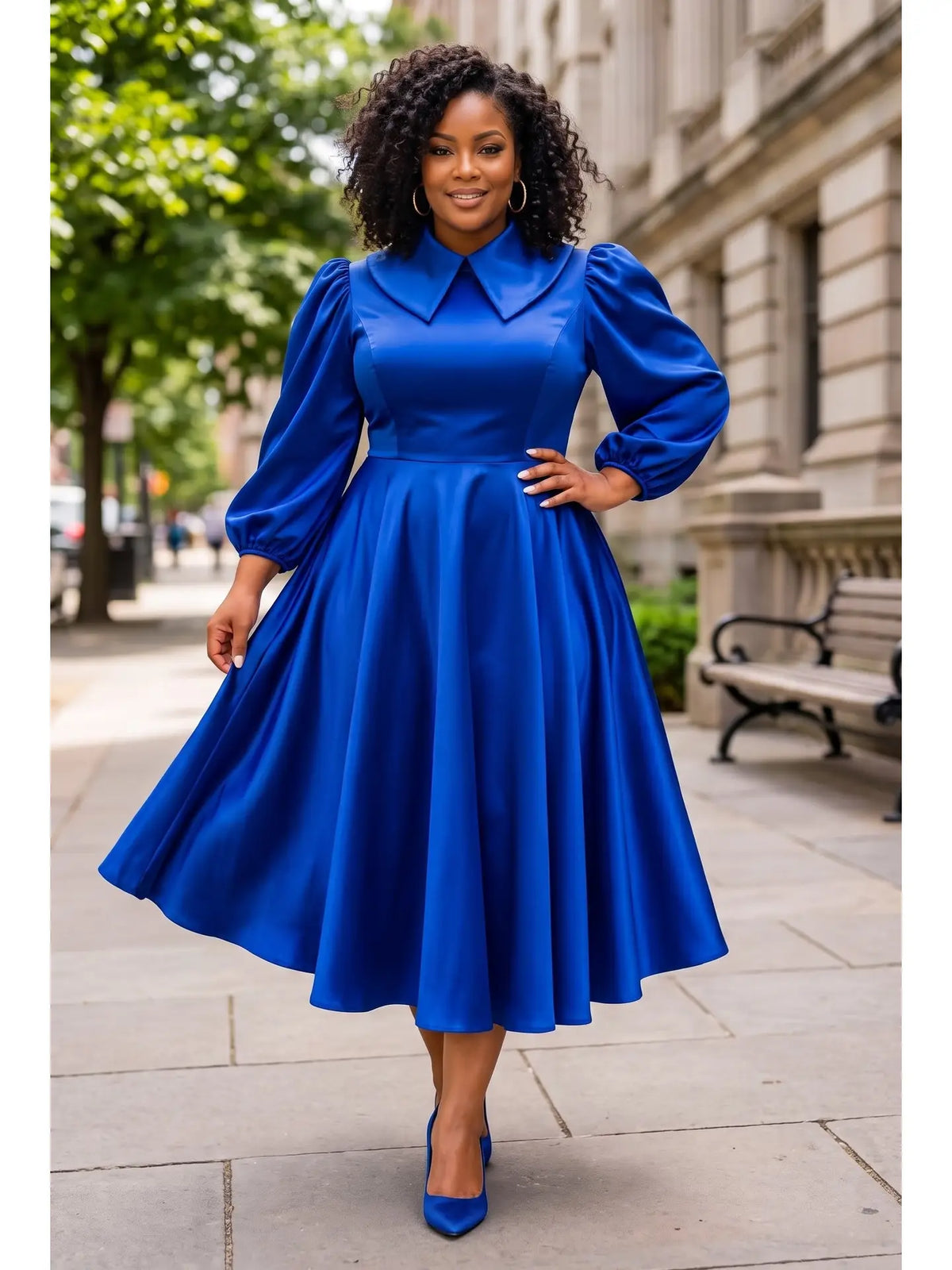 The Dynasty Satin Fit & Flare Midi Dress