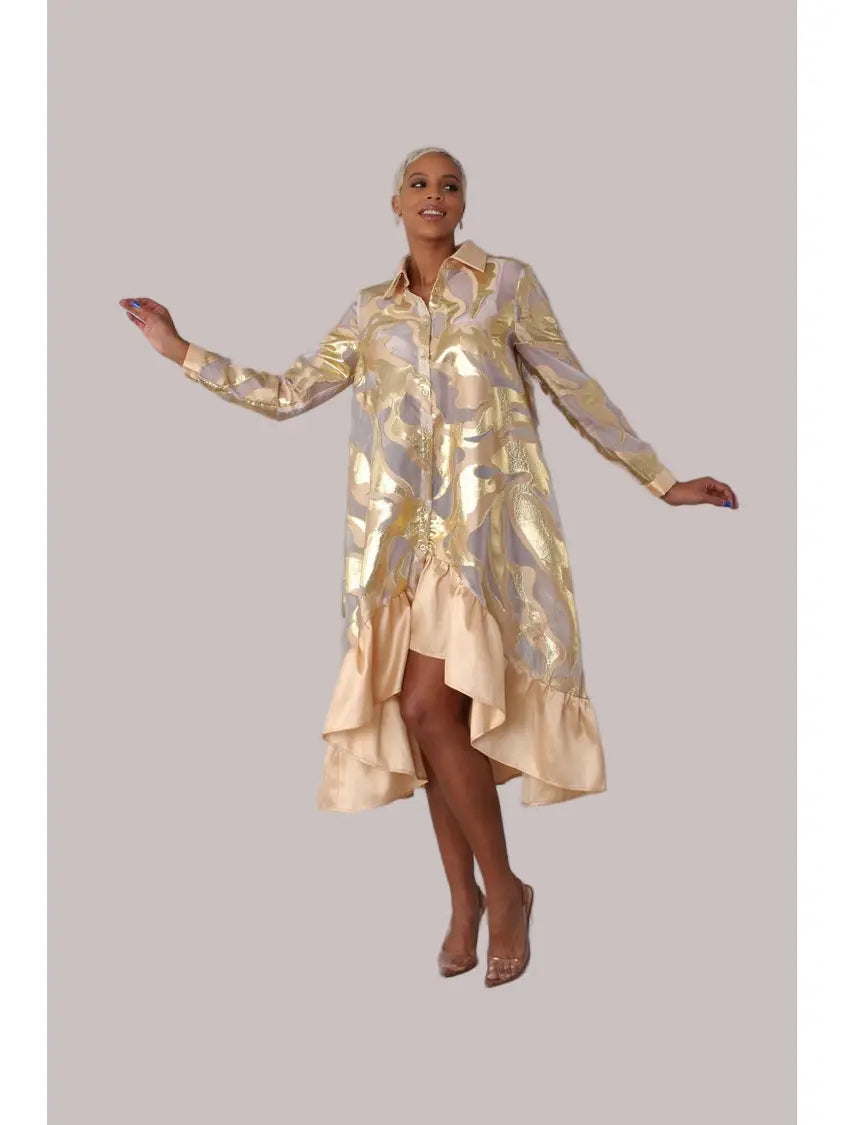 Gold Metallic Organza Dress