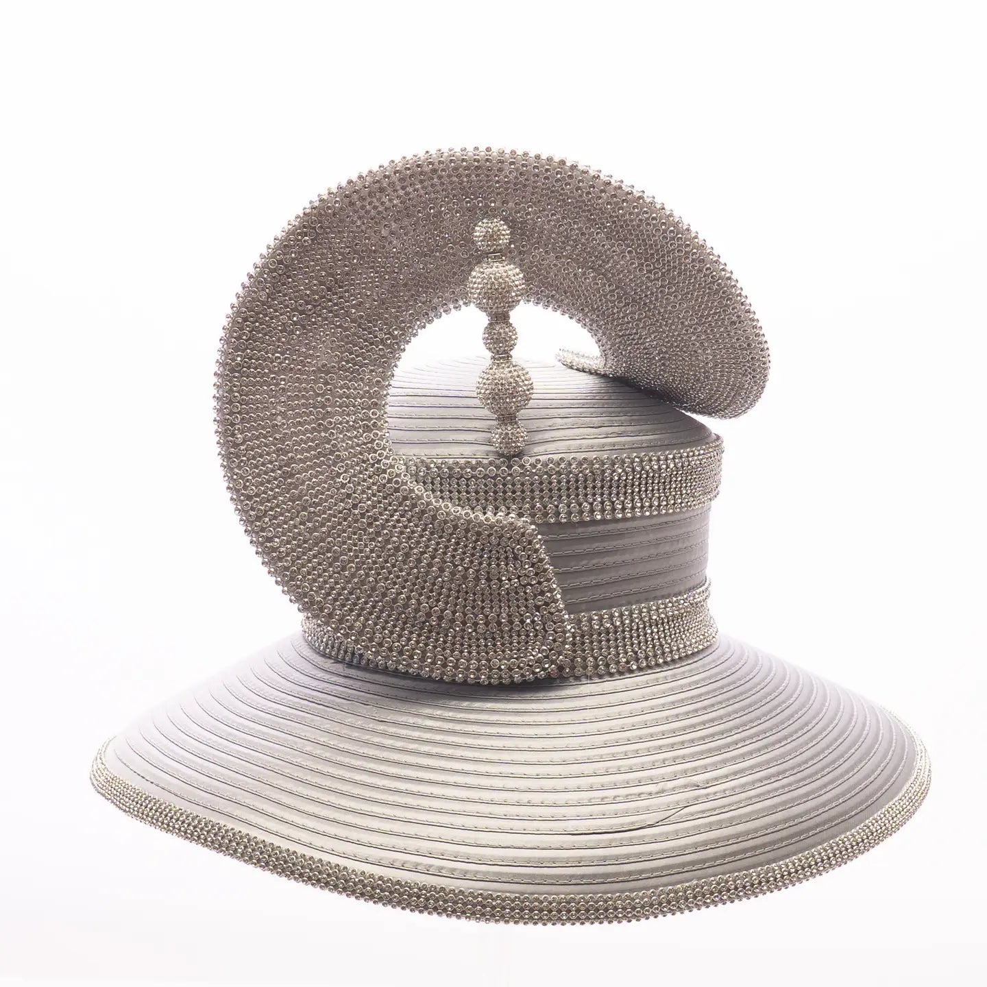 Beaded Sculptural Wide Brim Statement Hat
