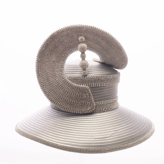 Beaded Sculptural Wide Brim Statement Hat
