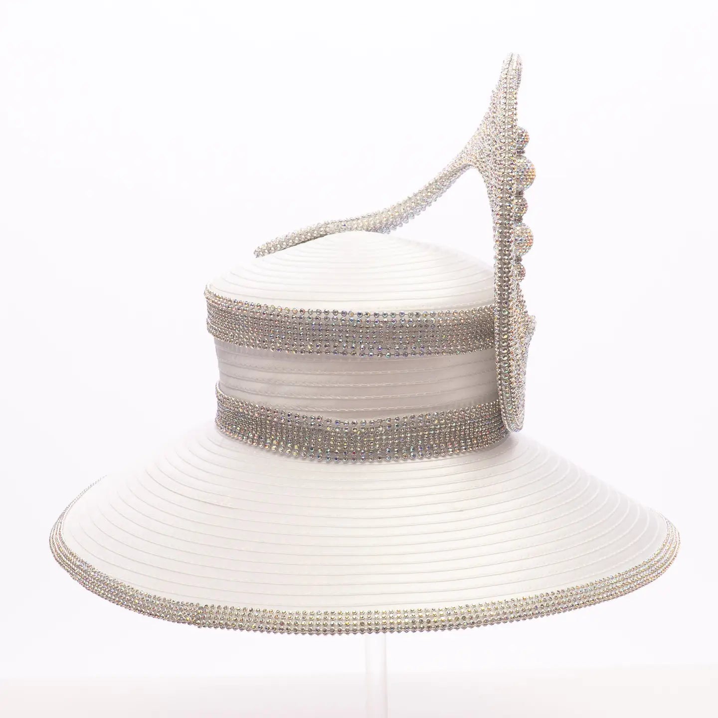 Beaded Sculptural Wide Brim Statement Hat
