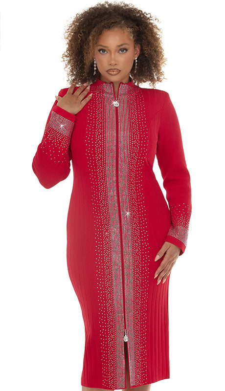 DonnaVinci Knit Dress 13478 - Sophisticated Rhinestone Sparkle Column Dress