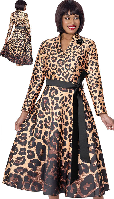 Nubiano 101101 Fierce Animal Print A-Line Midi Dress