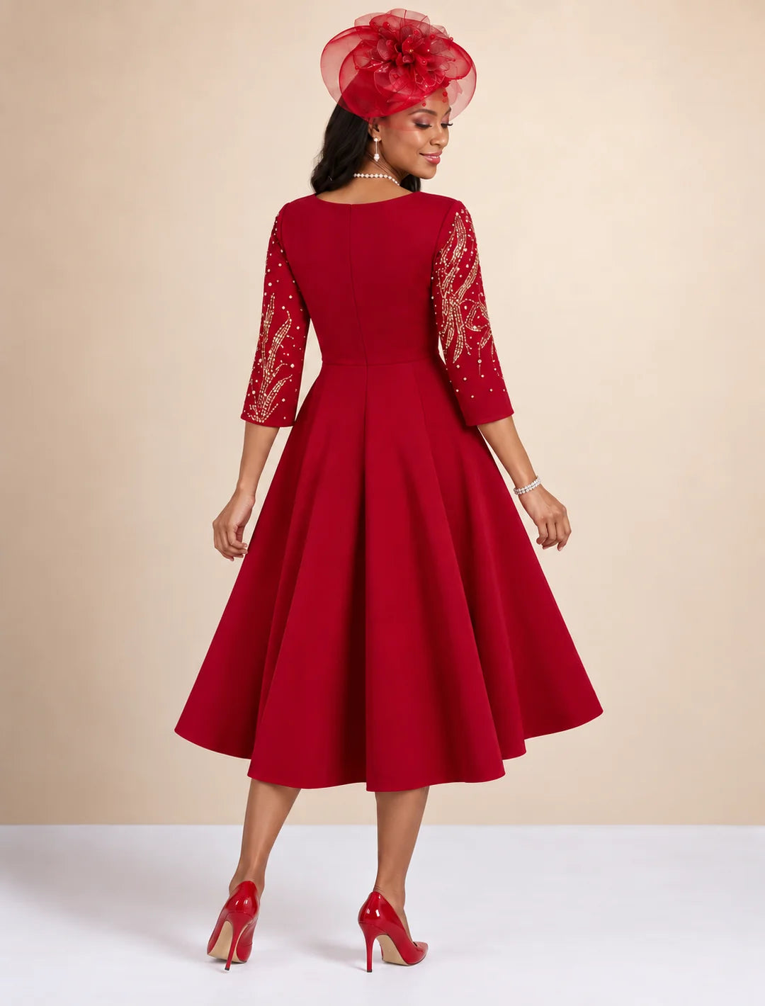 Red/Gold Radiance Sequin A-Line Dress